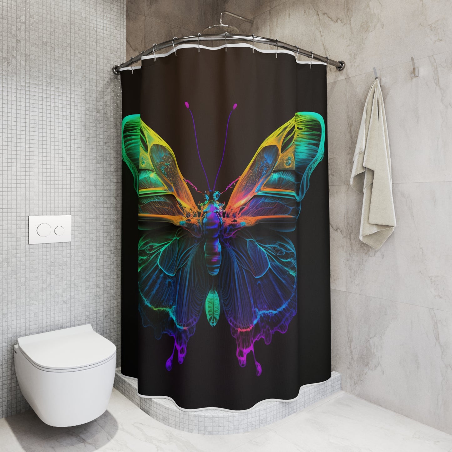 Polyester Shower Curtain Raw Hyper Color Butterfly 3