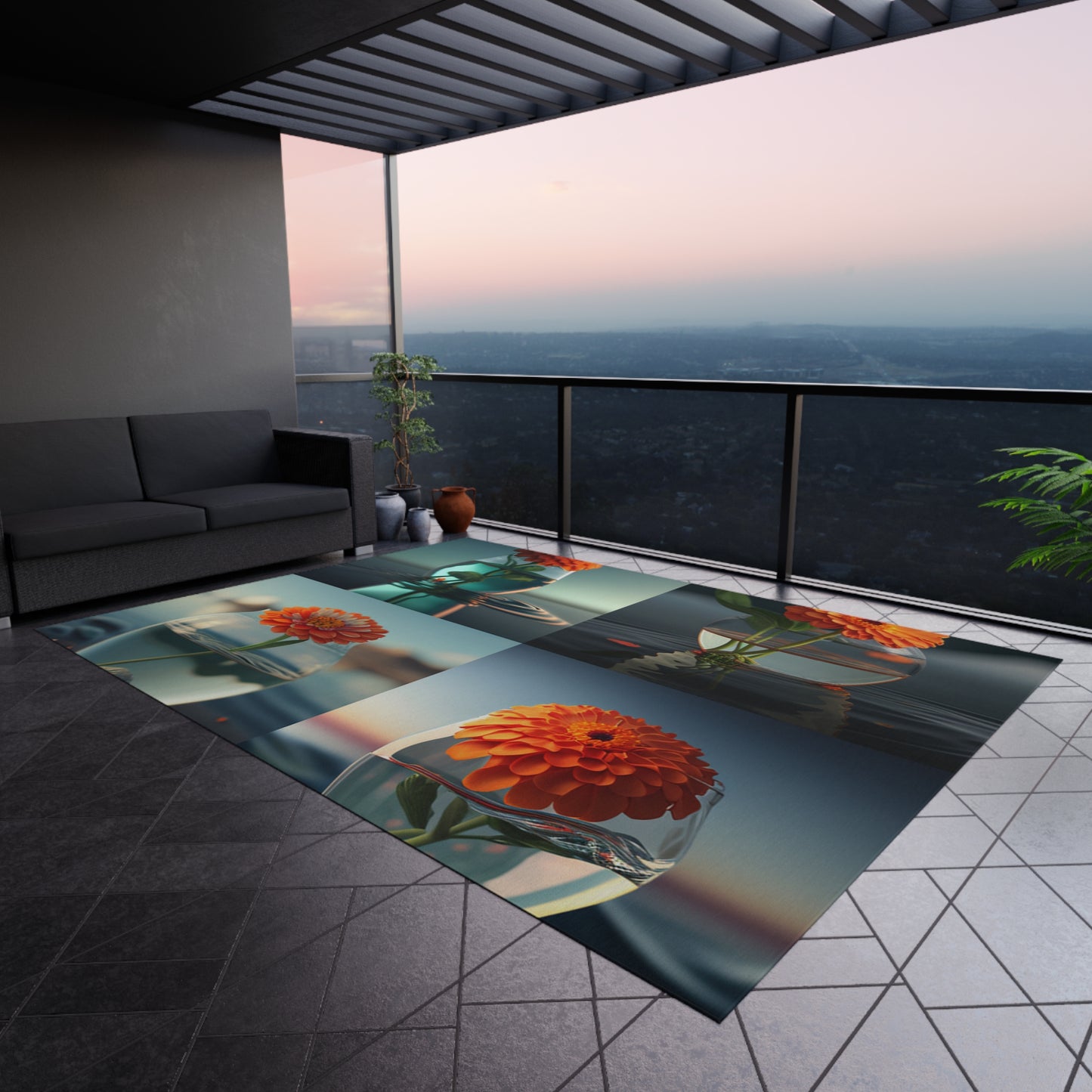 Outdoor Rug Orange Zinnia 5