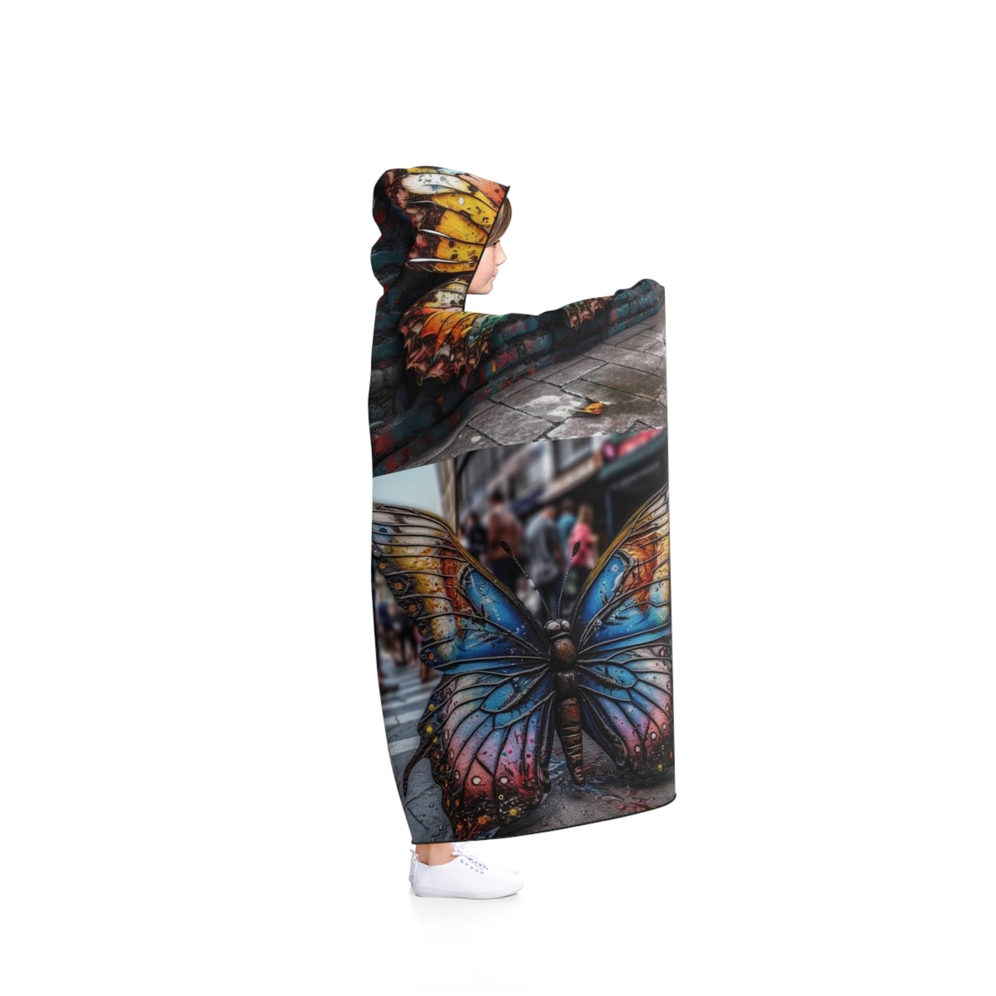 Hooded Blanket Liquid Street Butterfly 5