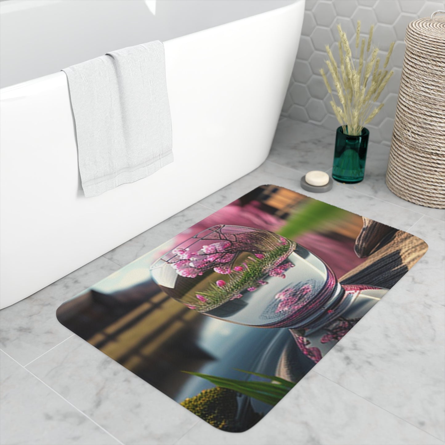 Memory Foam Bath Mat Cherry Blossom 2