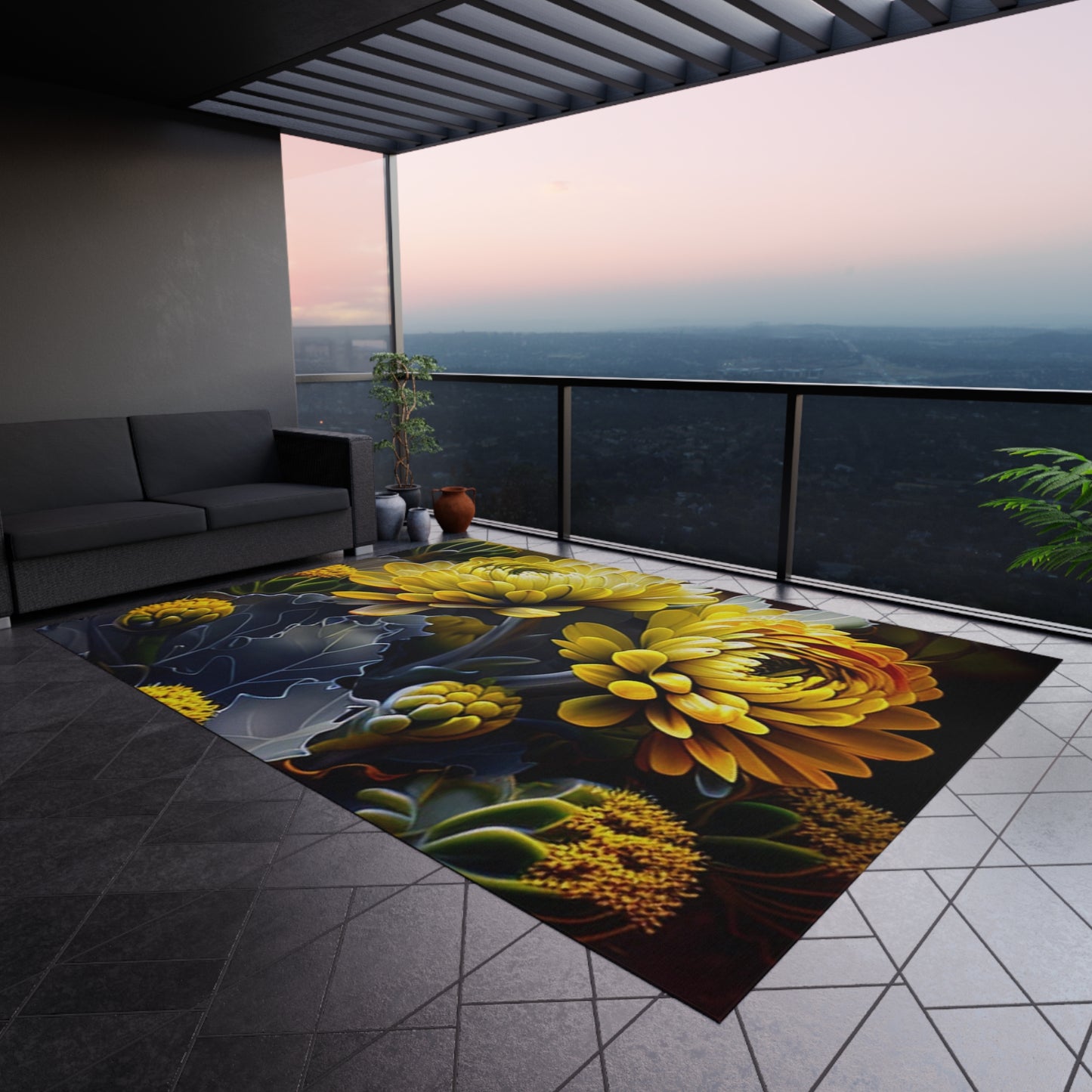 Outdoor Rug Yellow Hermosas Flores Amarillas 1