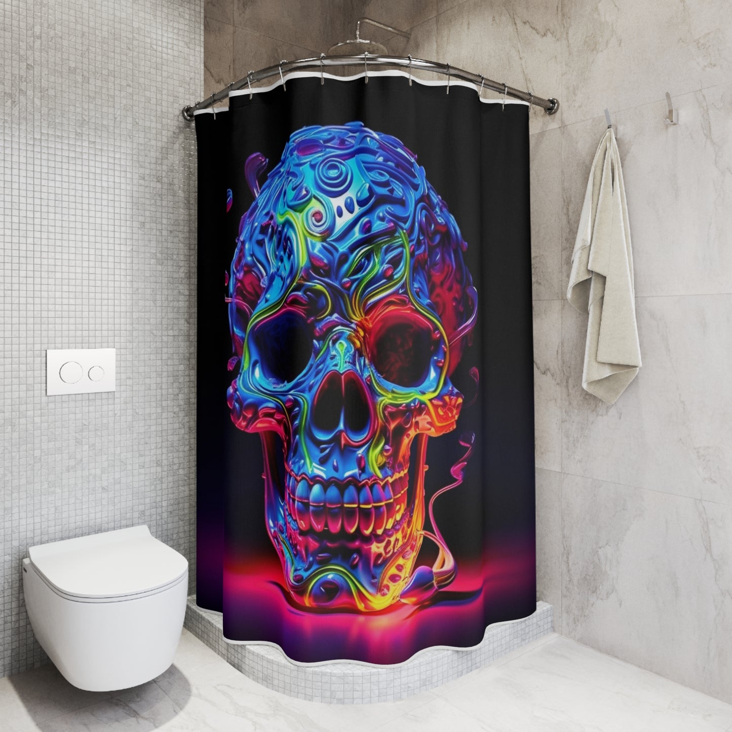 Polyester Shower Curtain Macro Skull Color 3