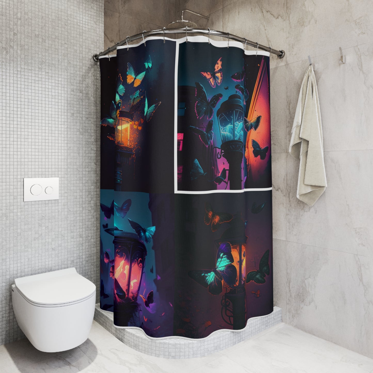 Polyester Shower Curtain Street Light Butterfly 5