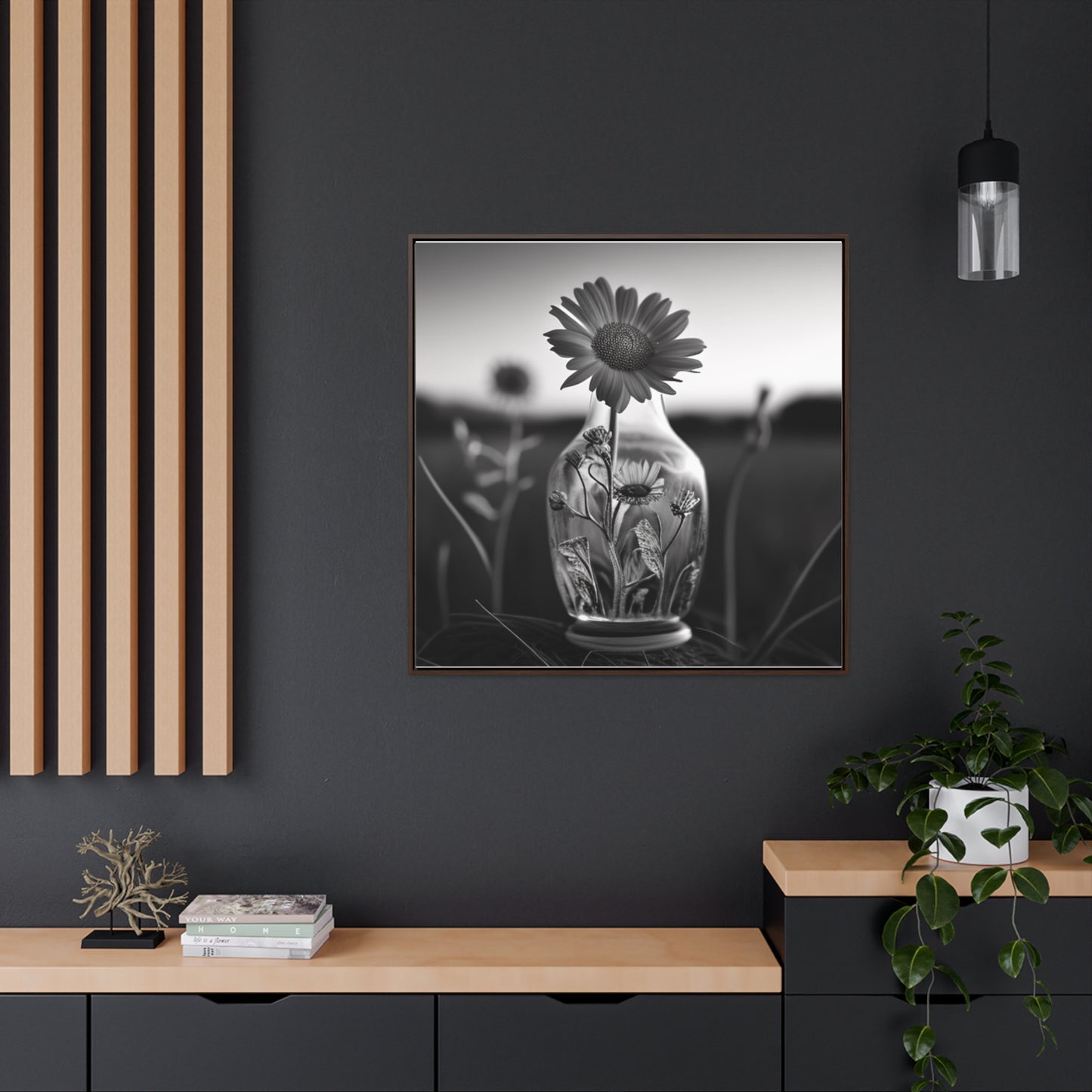 Gallery Canvas Wraps, Square Frame Yellw Sunflower in a vase 2