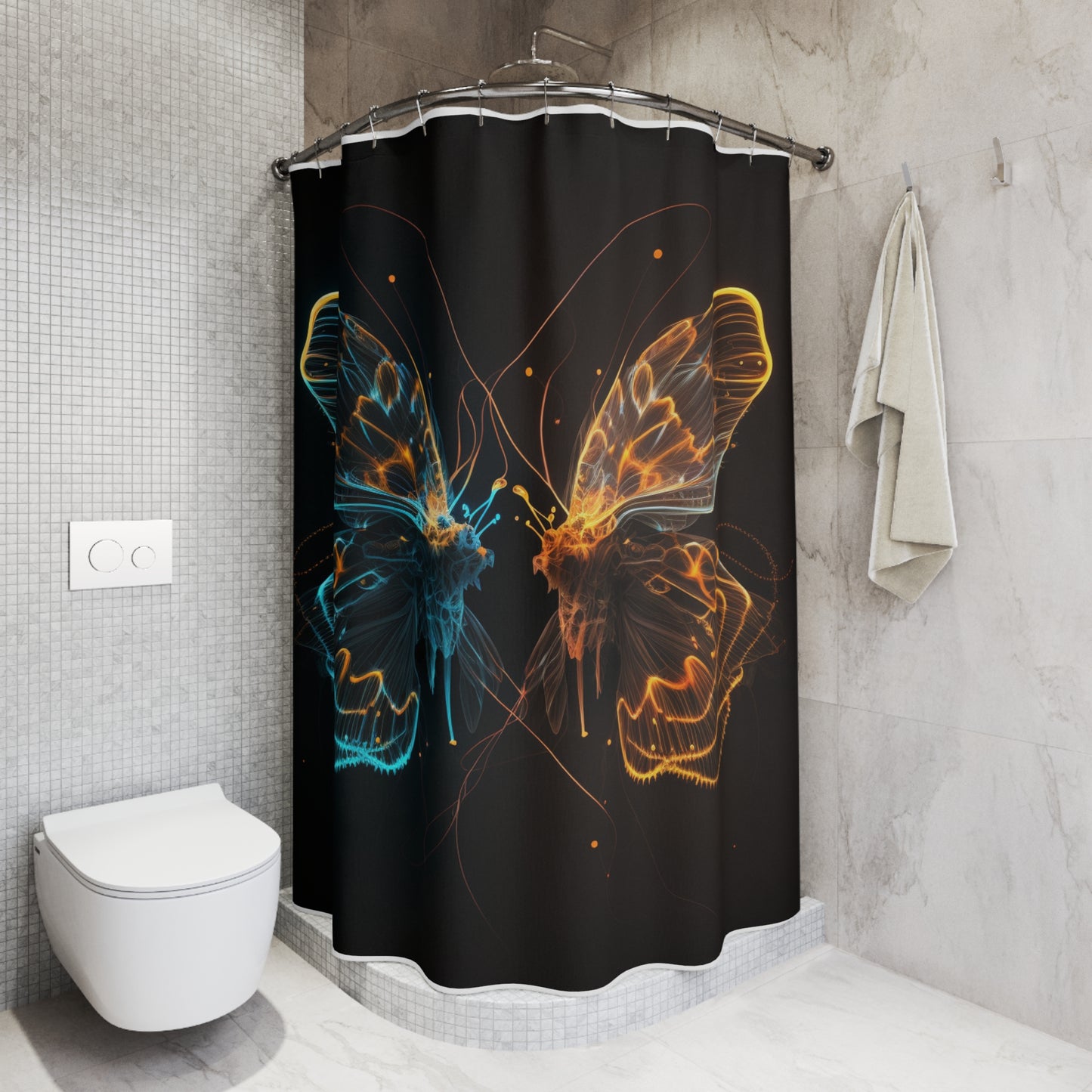 Polyester Shower Curtain Neon Glo Butterfly 1