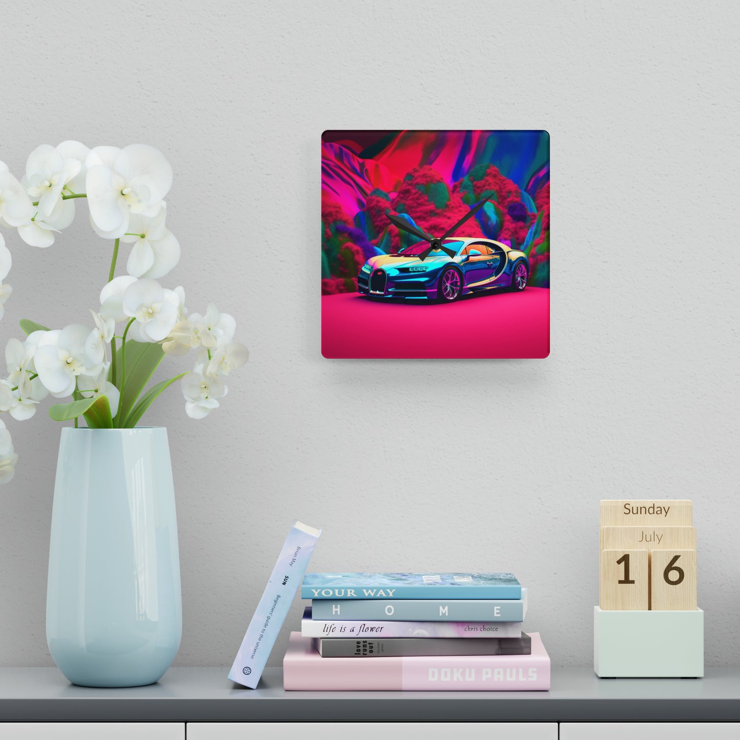 Acrylic Wall Clock Florescent Bugatti Flair 4
