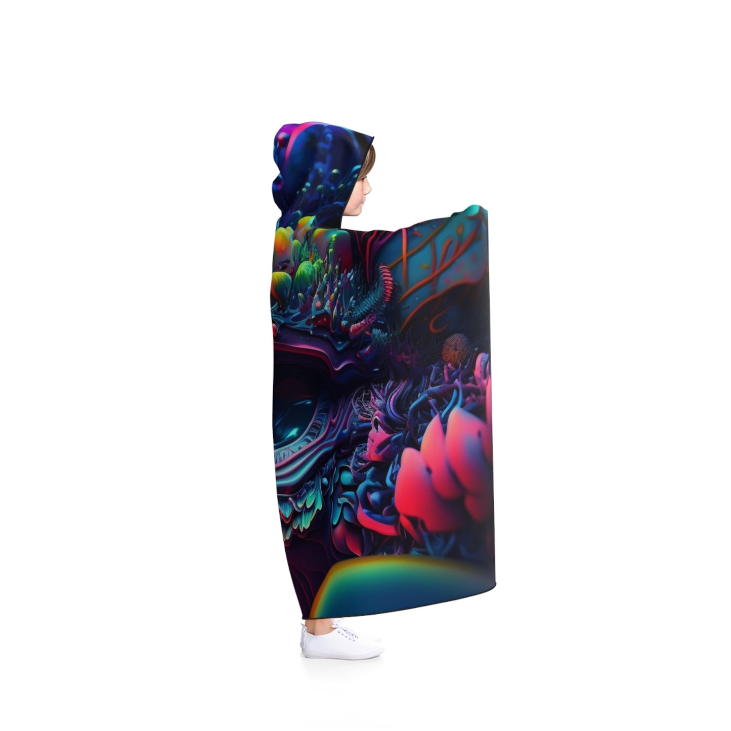 Hooded Blanket Florescent Skull Death 2