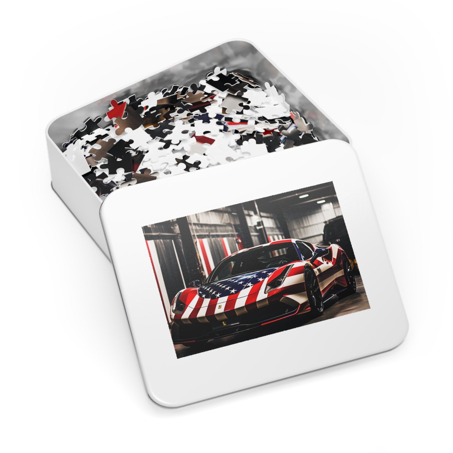 Jigsaw Puzzle (30, 110, 252, 500,1000-Piece) American Flag Farrari 3