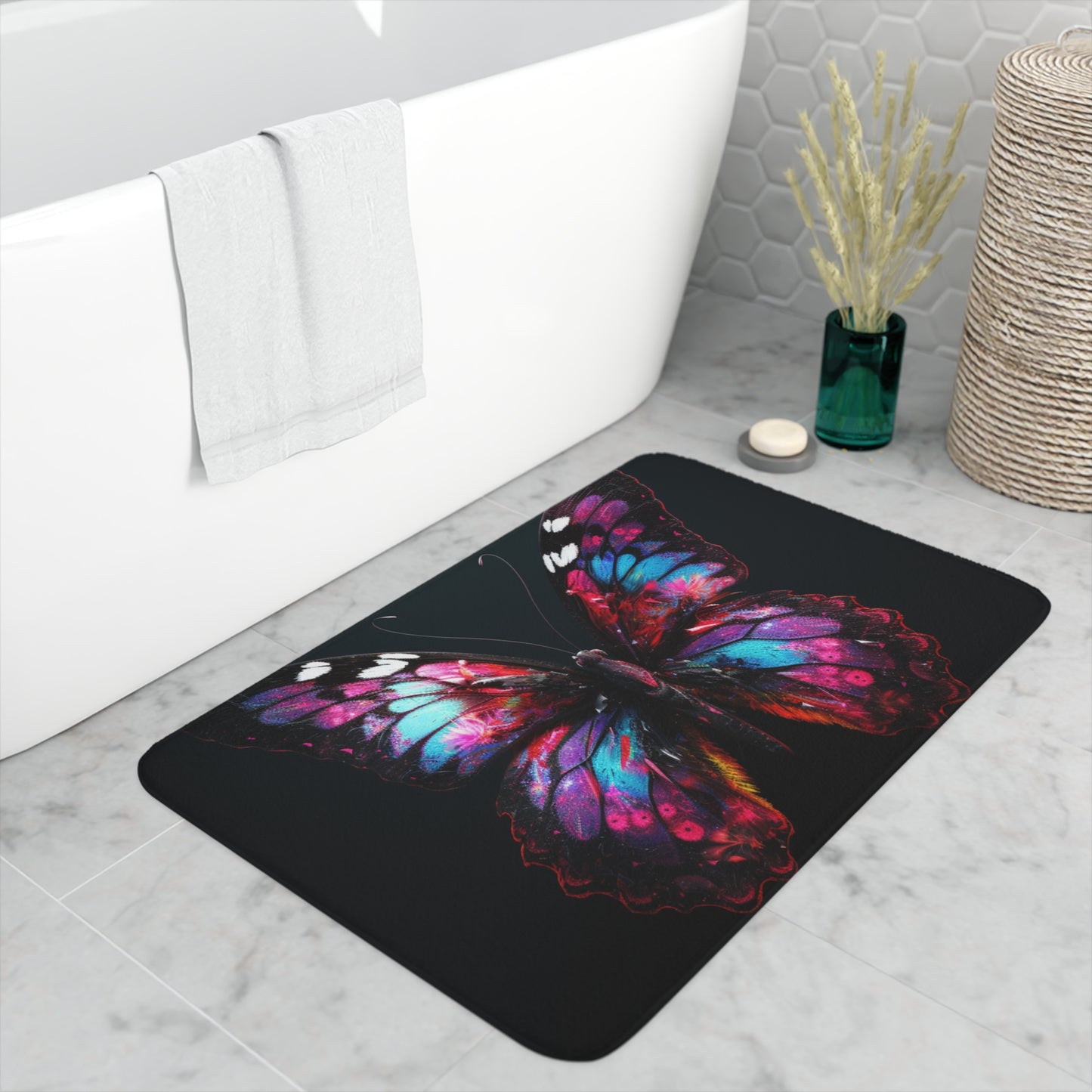 Memory Foam Bath Mat Hyper Butterfly Real