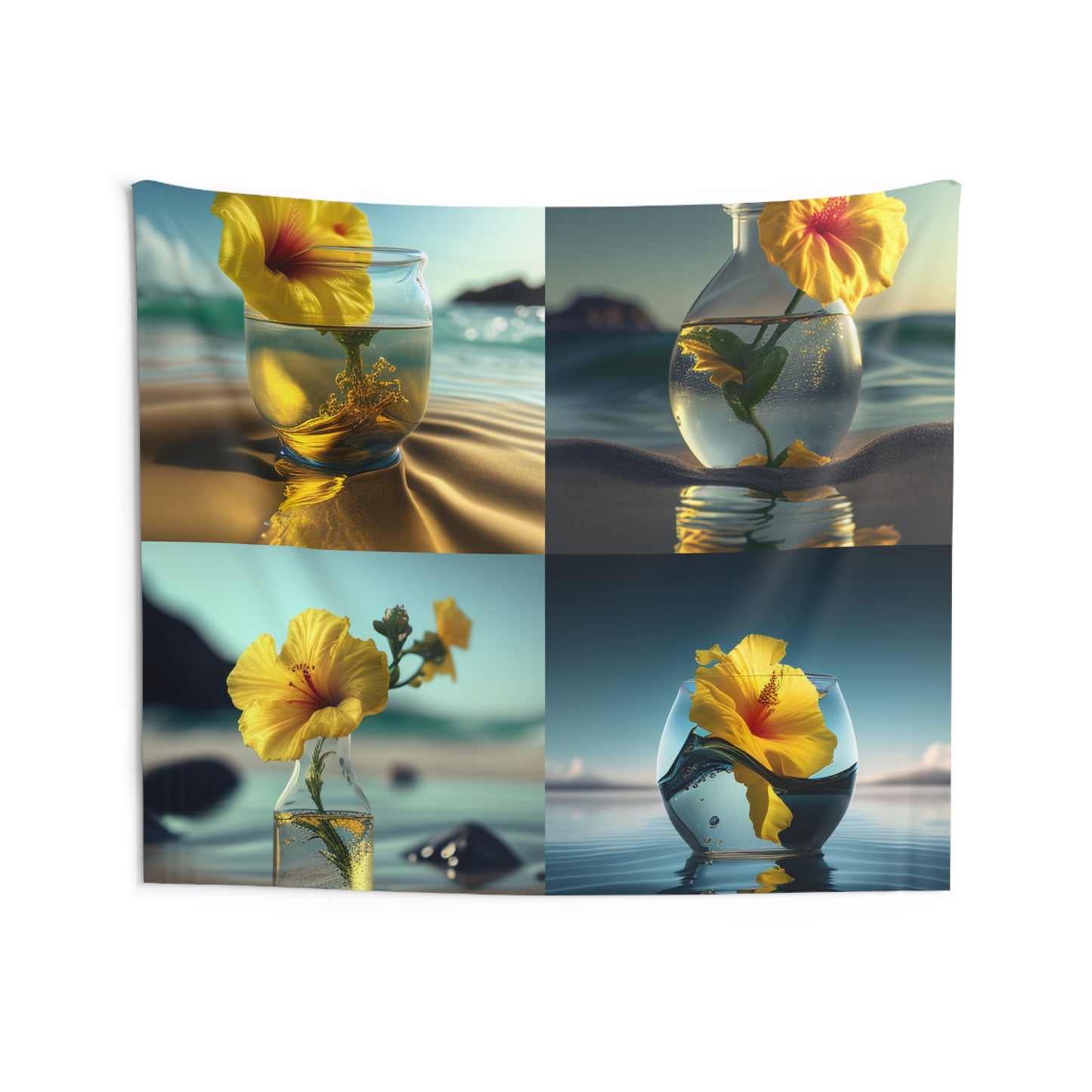 Indoor Wall Tapestries Yellow Hibiscus glass 5