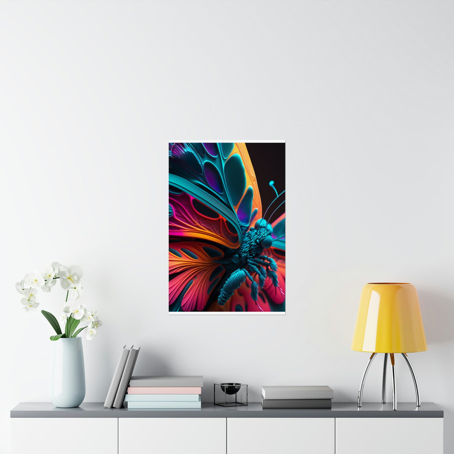 Premium Matte Vertical Posters Neon Butterfly Macro 4