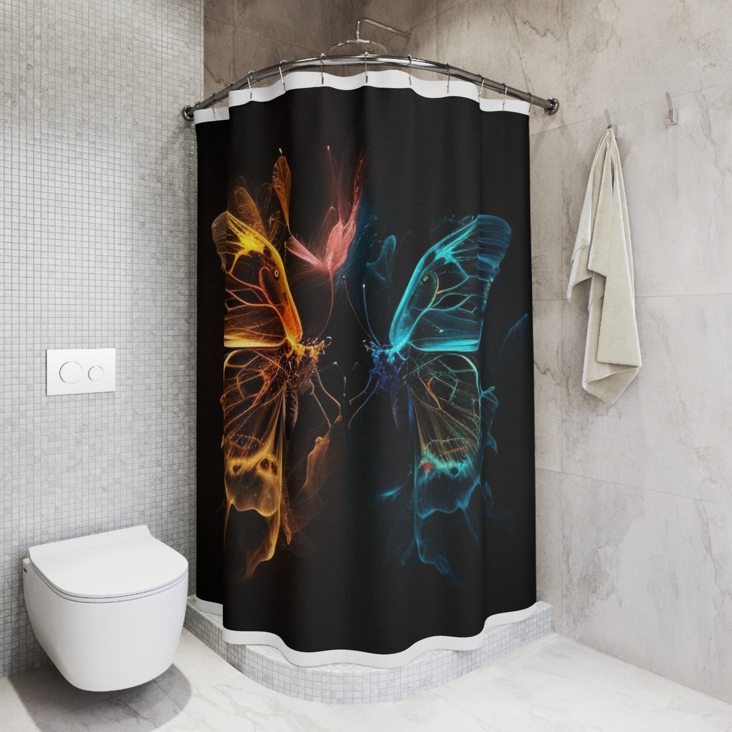 Polyester Shower Curtain Kiss Neon Butterfly 4