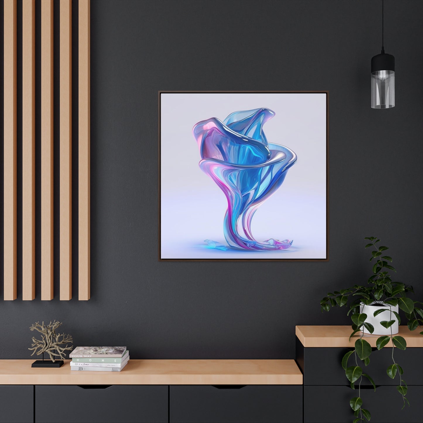 Gallery Canvas Wraps, Square Frame Pink & Blue Tulip Rose 2