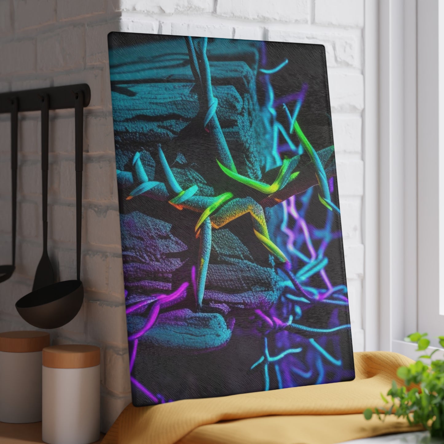 Glass Cutting Board Macro Neon Barbs 3