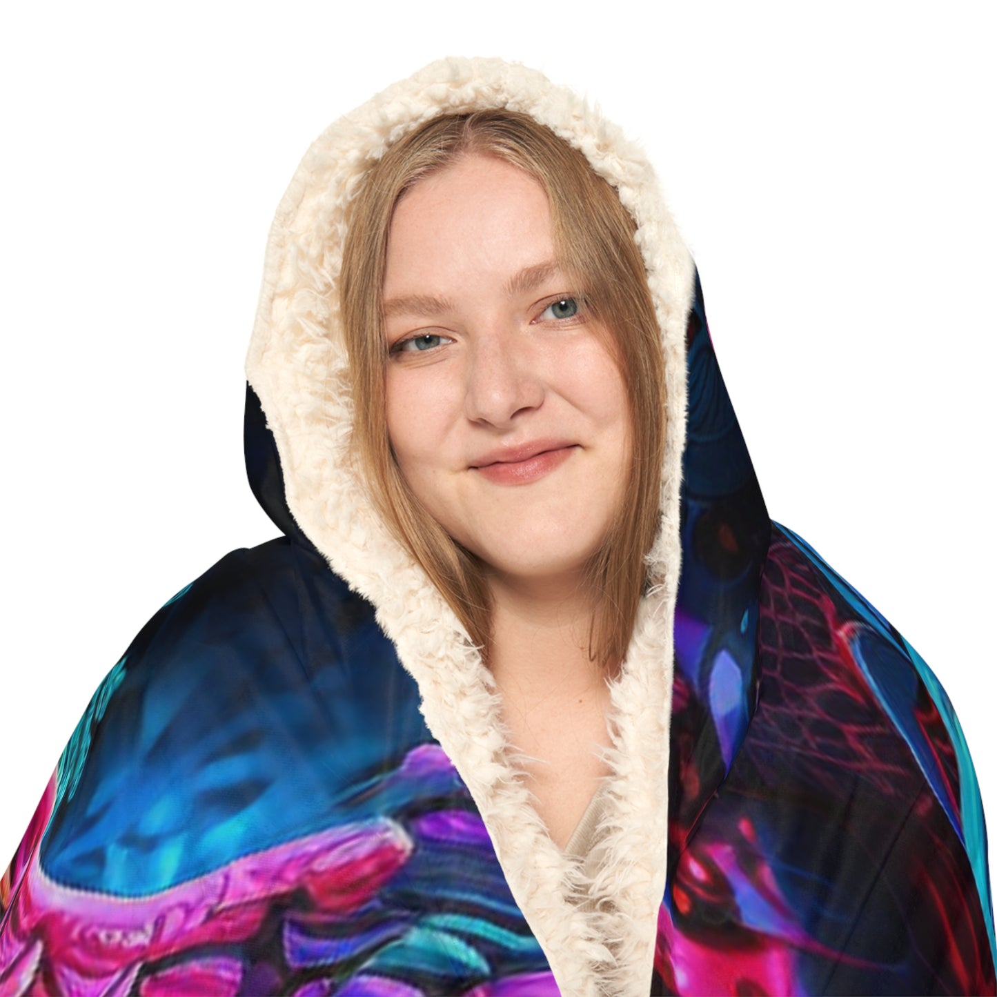 Snuggle Hooded Blanket Florescent Skull Death 3