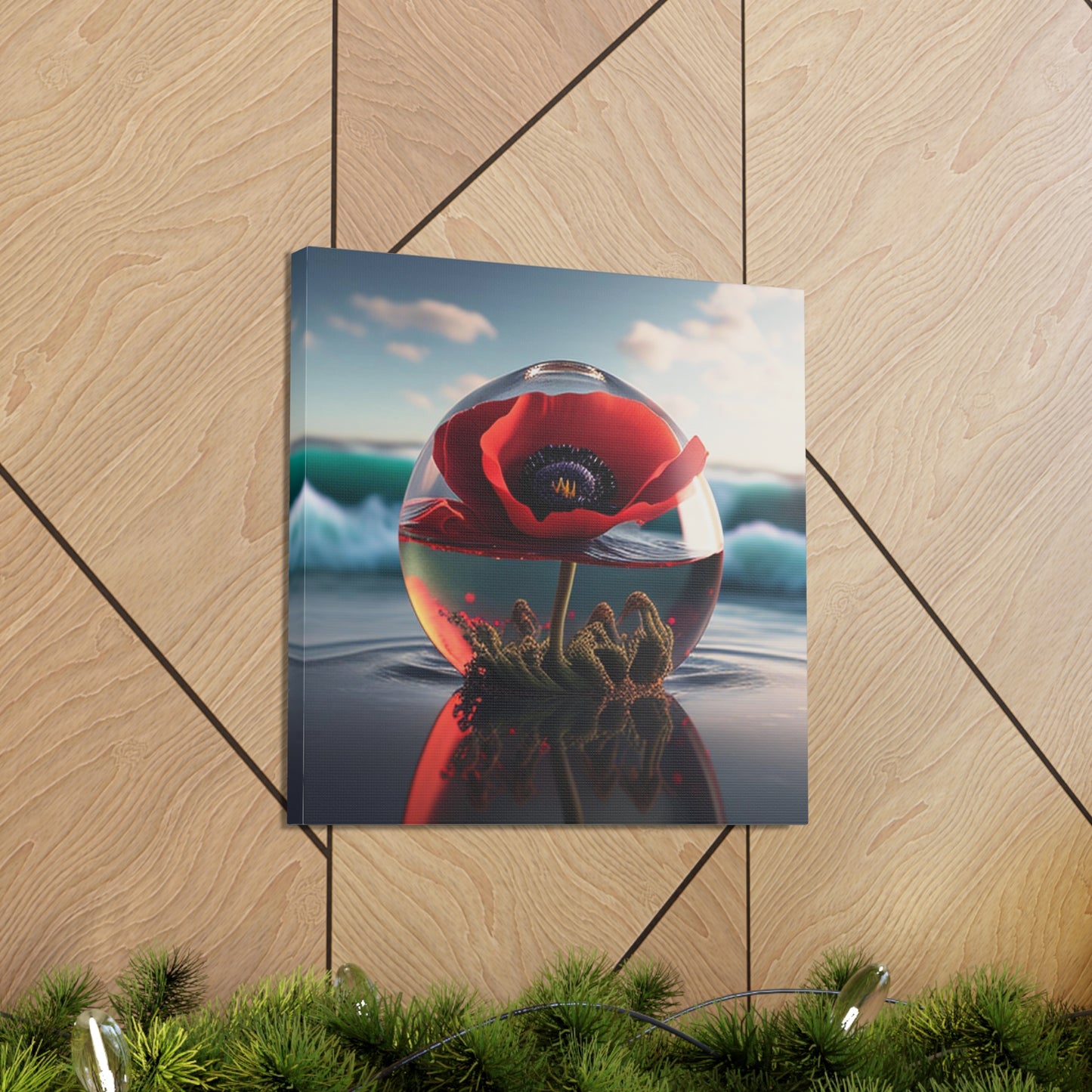 Canvas Gallery Wraps Red Anemone in a Vase 4