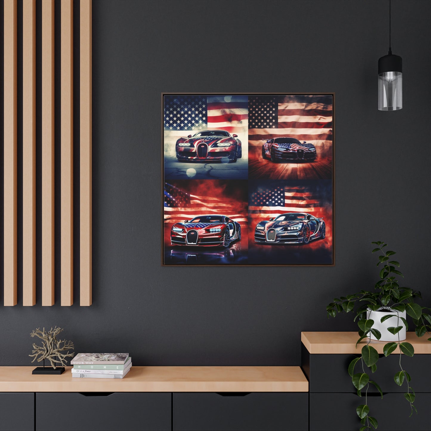 Gallery Canvas Wraps, Square Frame Abstract American Flag Background Bugatti 5