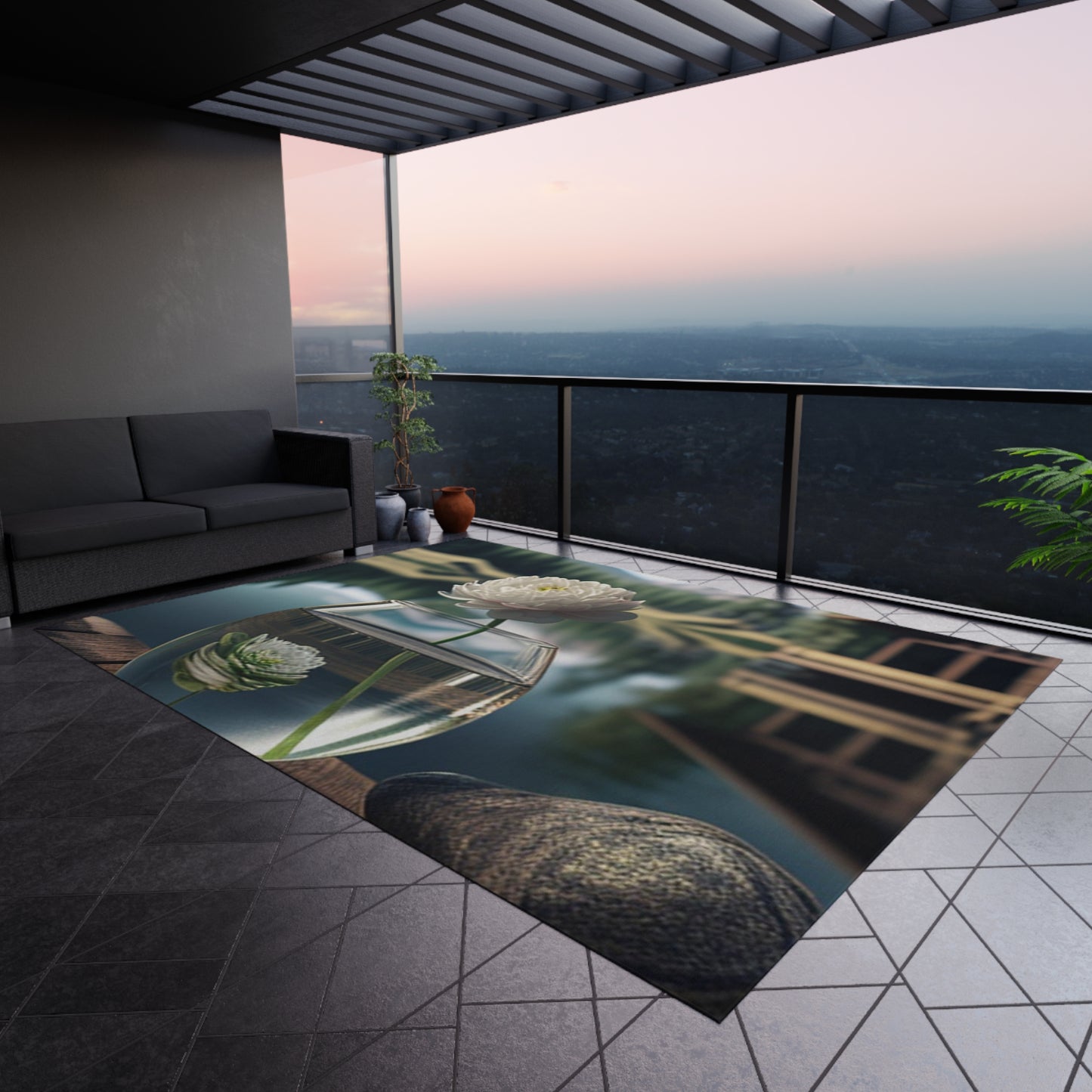 Outdoor Rug White Peony glass vase 2