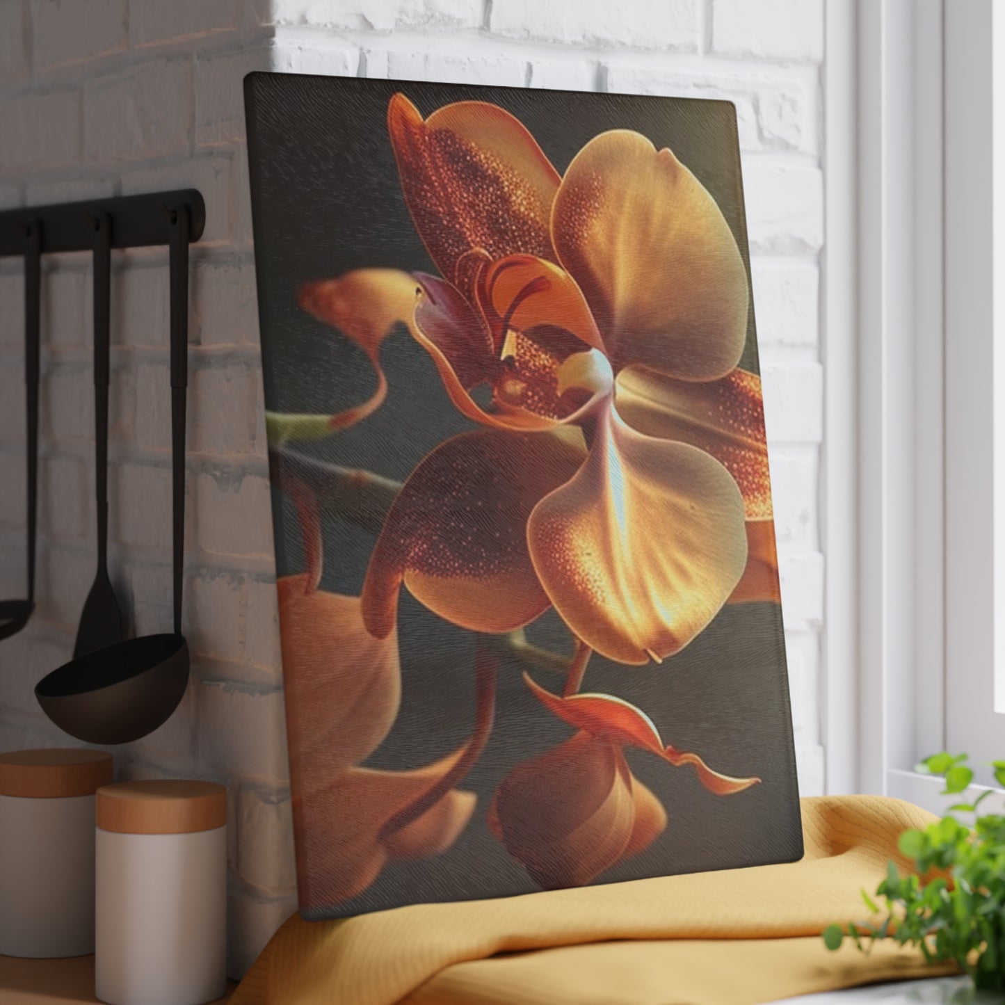 Glass Cutting Board Orange Orchid 1