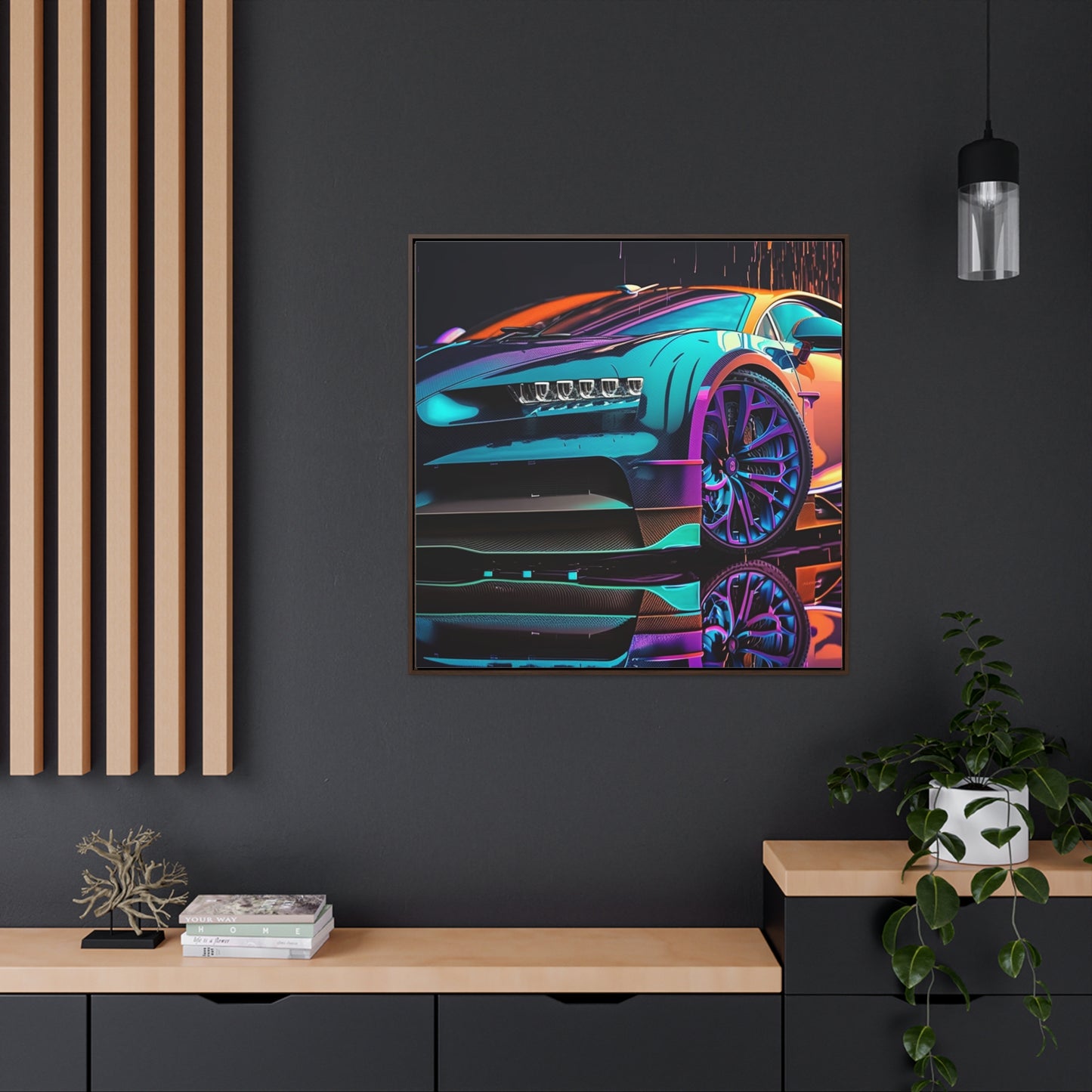 Gallery Canvas Wraps, Square Frame Bugatti Neon Chiron 1