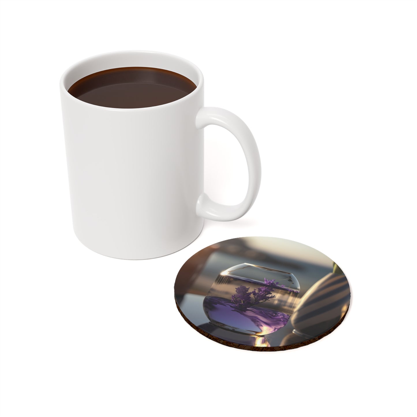 Cork Back Coaster Lavender in a vase 1