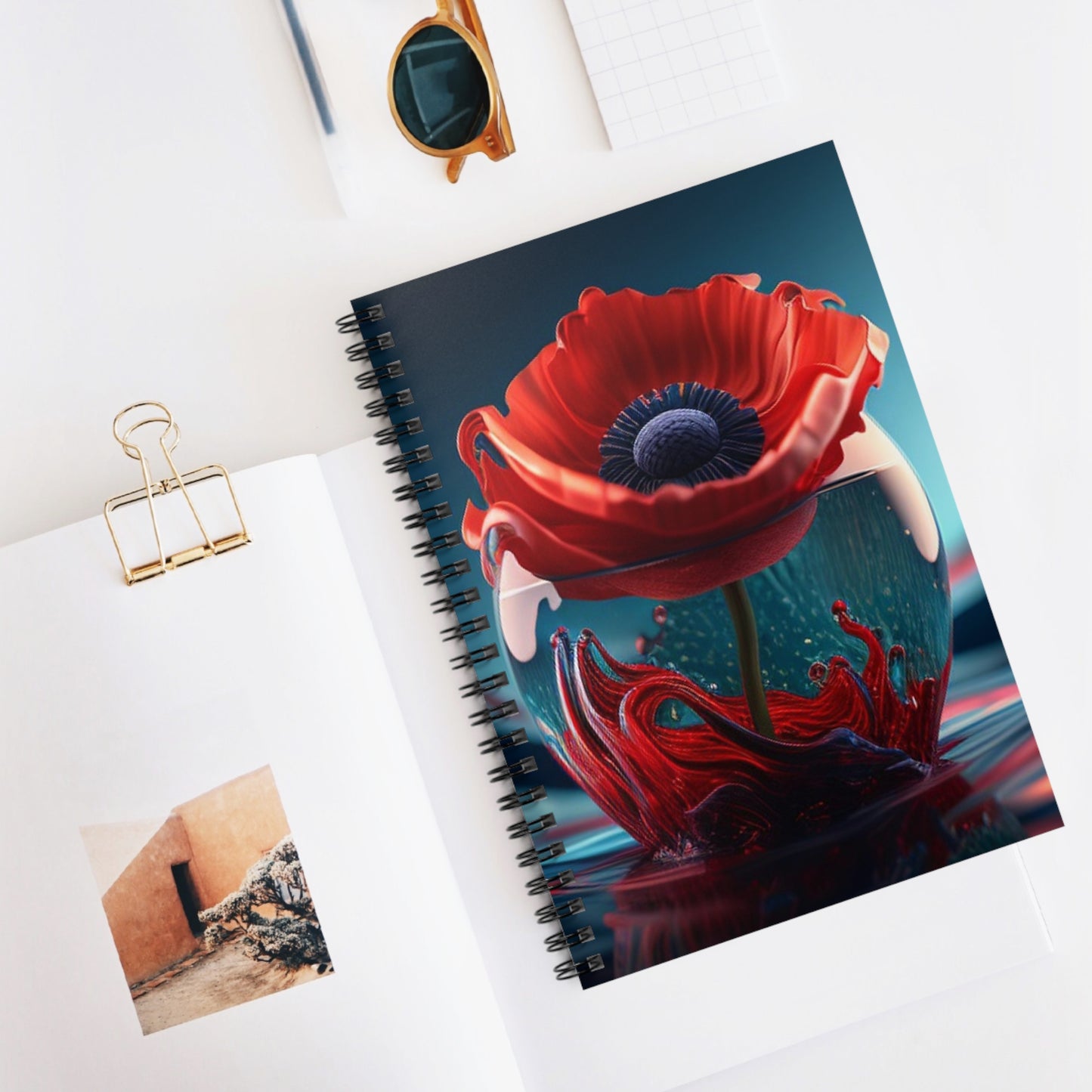 Spiral Notebook - Ruled Line Red Anemone in a Vase 2