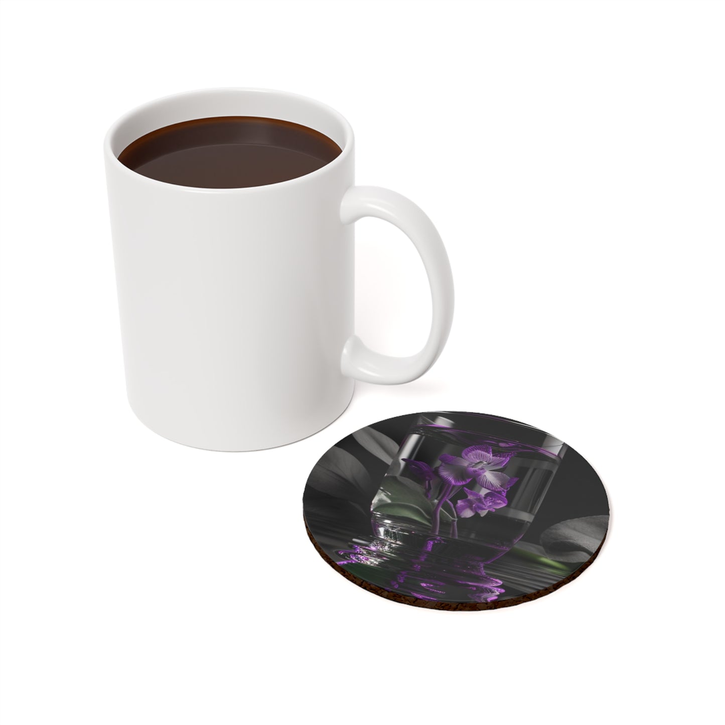 Cork Back Coaster Purple Orchid Glass vase 1