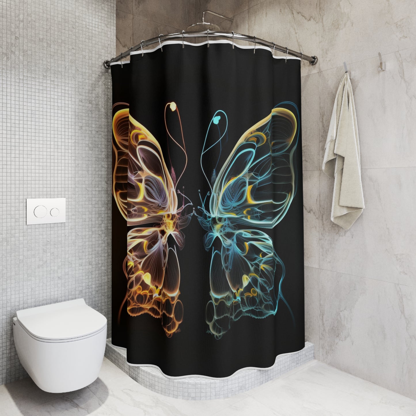 Polyester Shower Curtain Neon Glo Butterfly 3