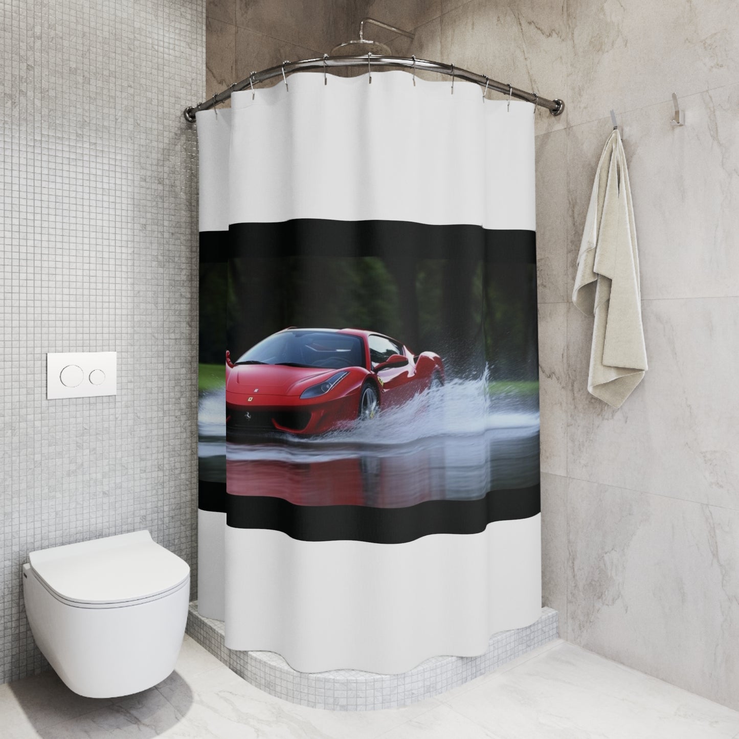 Polyester Shower Curtain Water Ferrari Splash 2