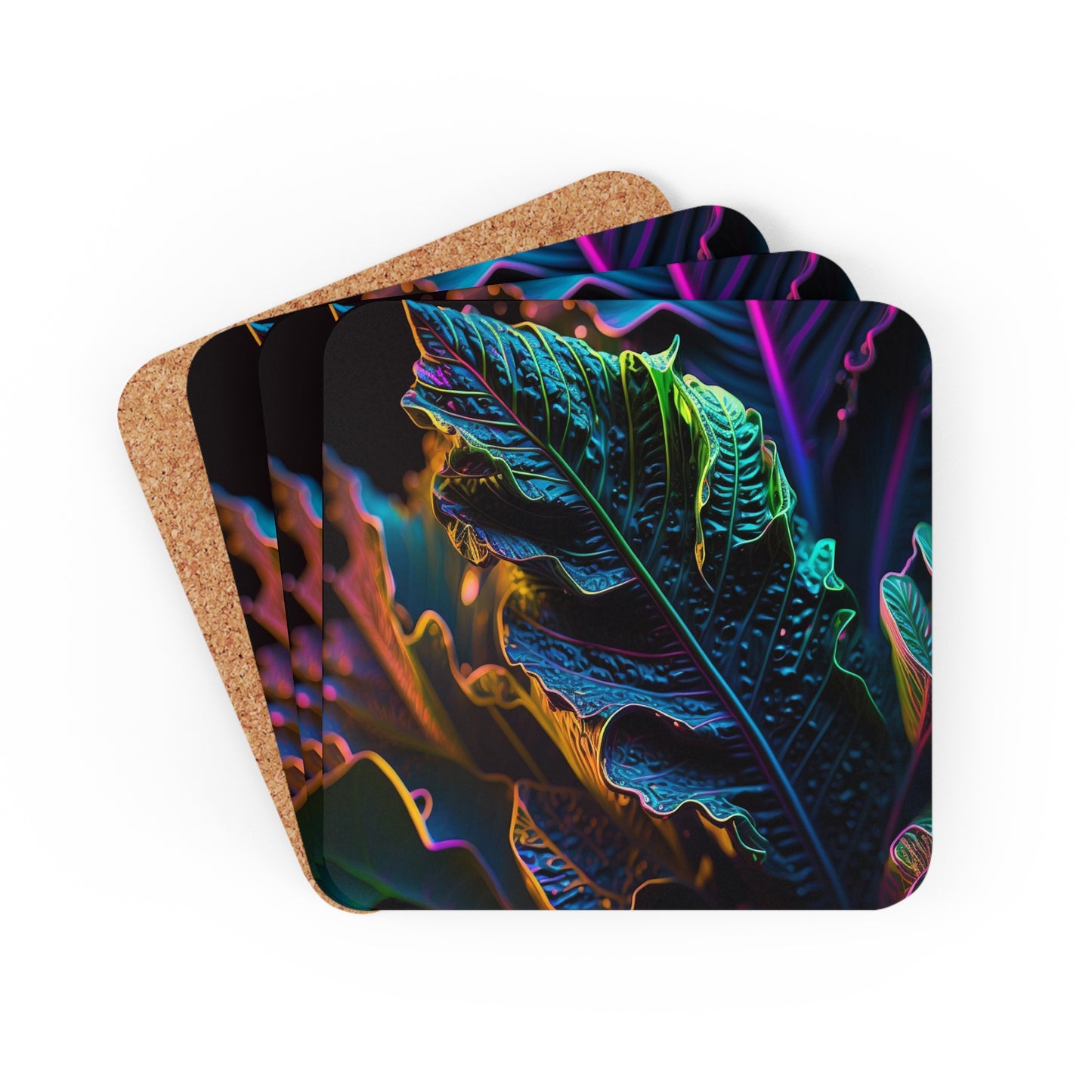 Corkwood Coaster Set Florescent Skull Death 4