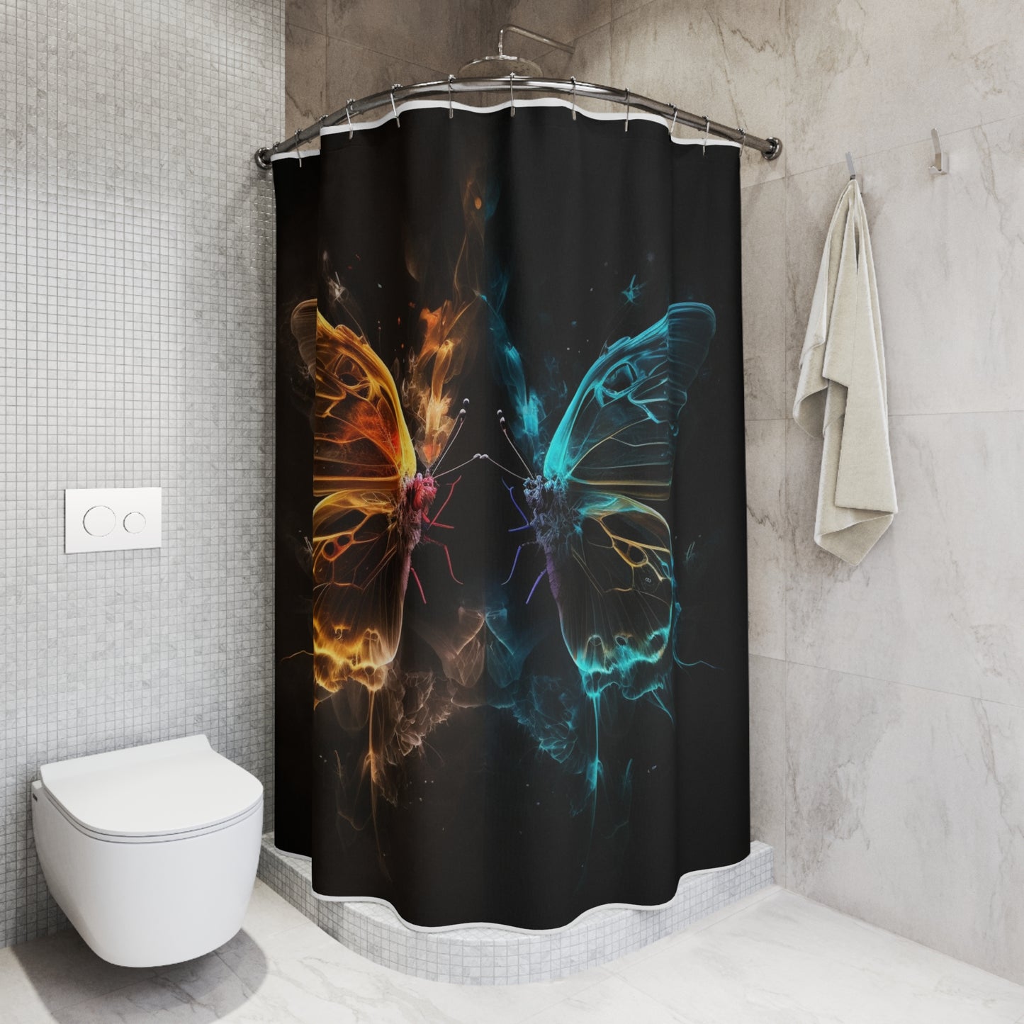 Polyester Shower Curtain Kiss Neon Butterfly 7