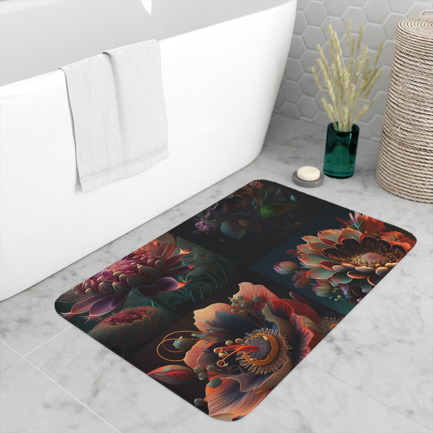 Memory Foam Bath Mat Flower Arangment 5
