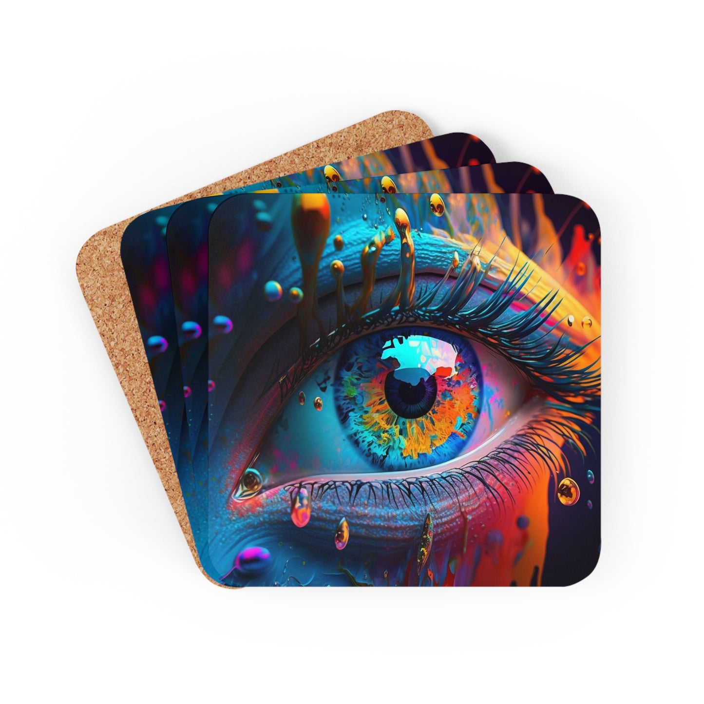 Corkwood Coaster Set Macro Eye Photo 1