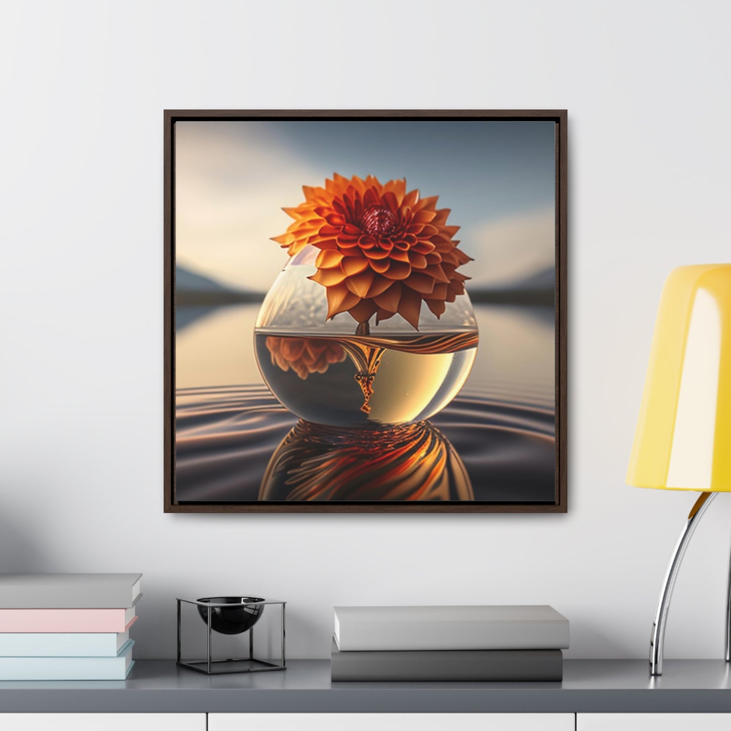 Gallery Canvas Wraps, Square Frame Dahlia Orange 1