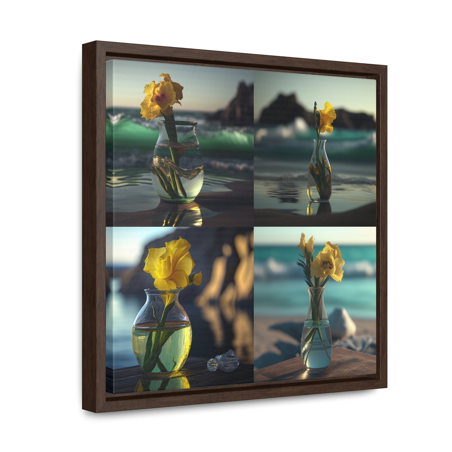 Gallery Canvas Wraps, Square Frame Yellow Gladiolus glass 5