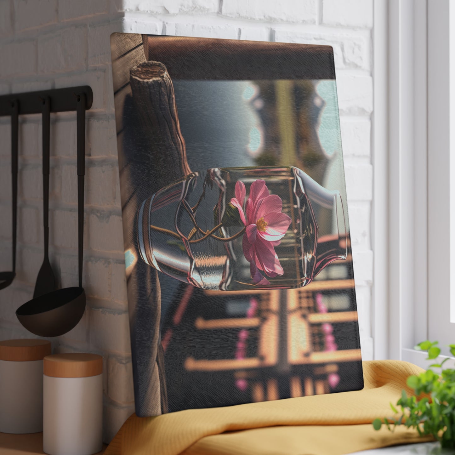 Glass Cutting Board Pink Magnolia 1