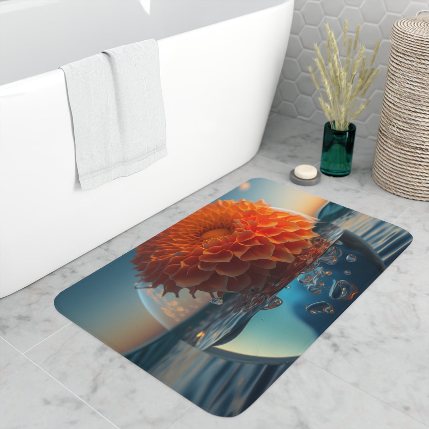Memory Foam Bath Mat Dahlia Orange 4
