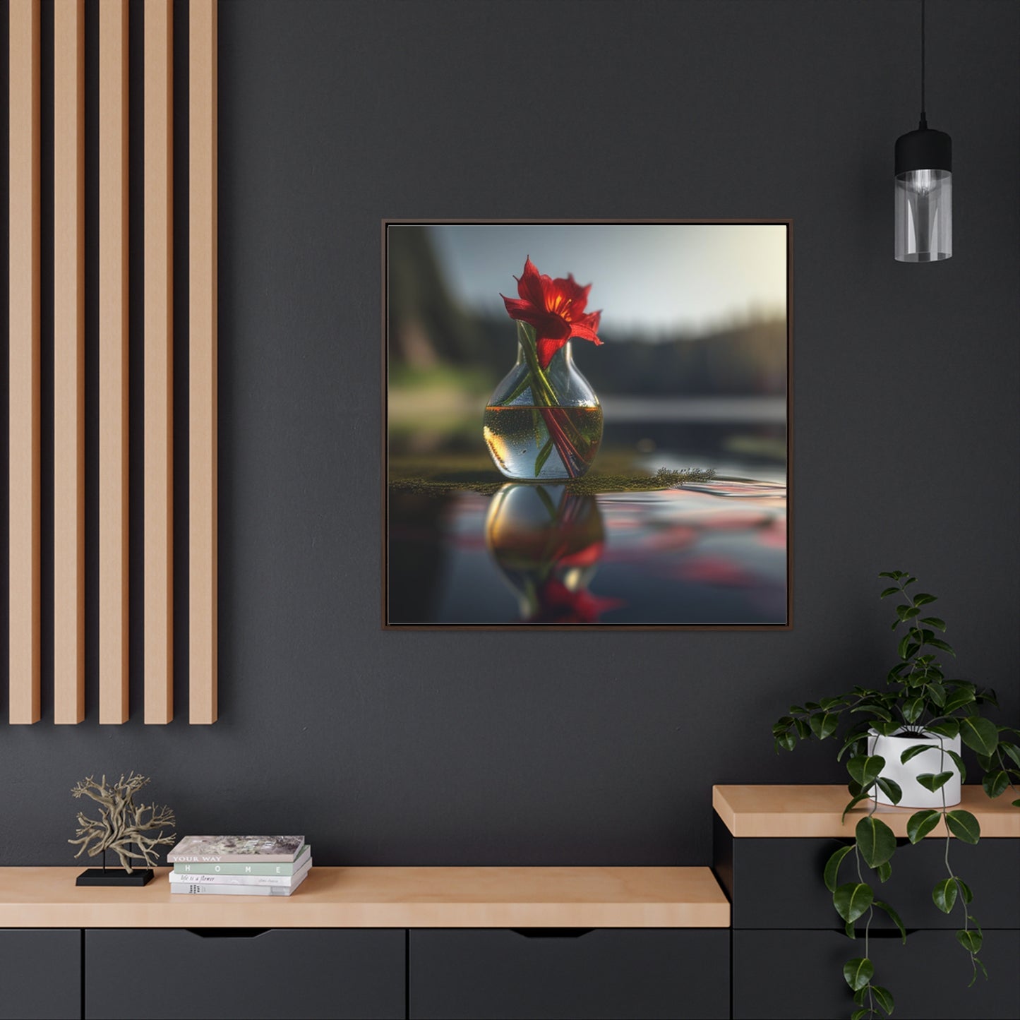 Gallery Canvas Wraps, Square Frame Red Lily in a Glass vase 3