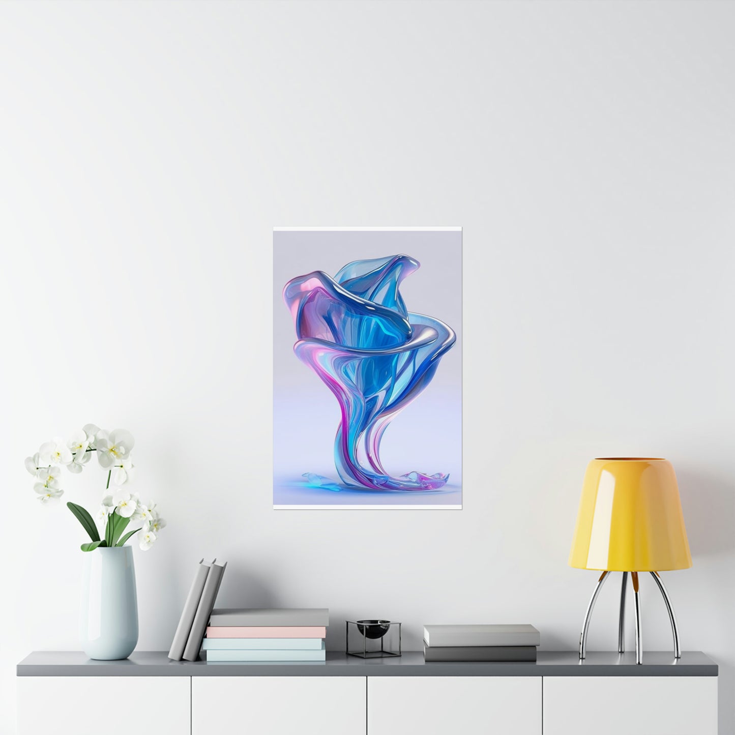 Premium Matte Vertical Posters Pink & Blue Tulip Rose 2