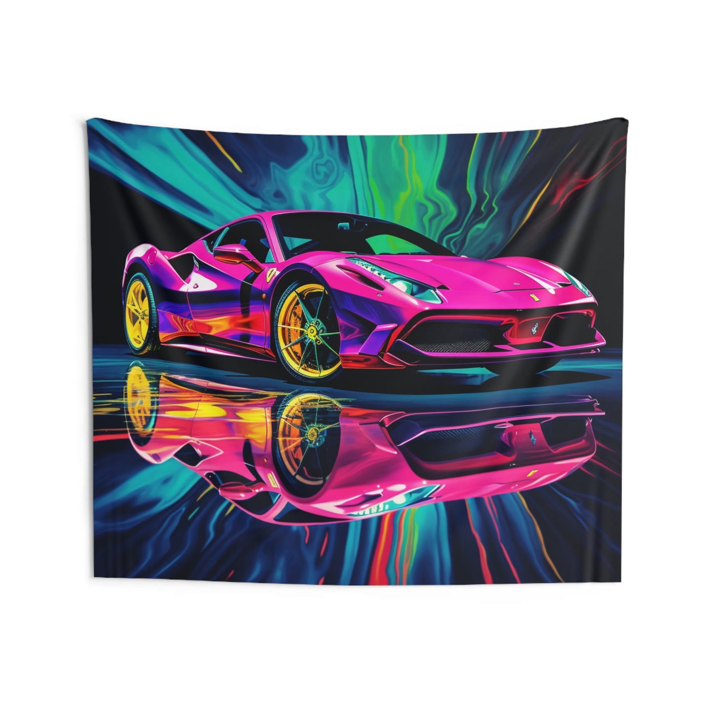 Indoor Wall Tapestries Pink Ferrari Macro 4