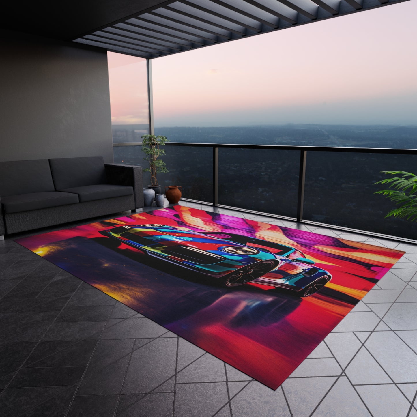 Outdoor Rug Macro American Flag Porsche 1