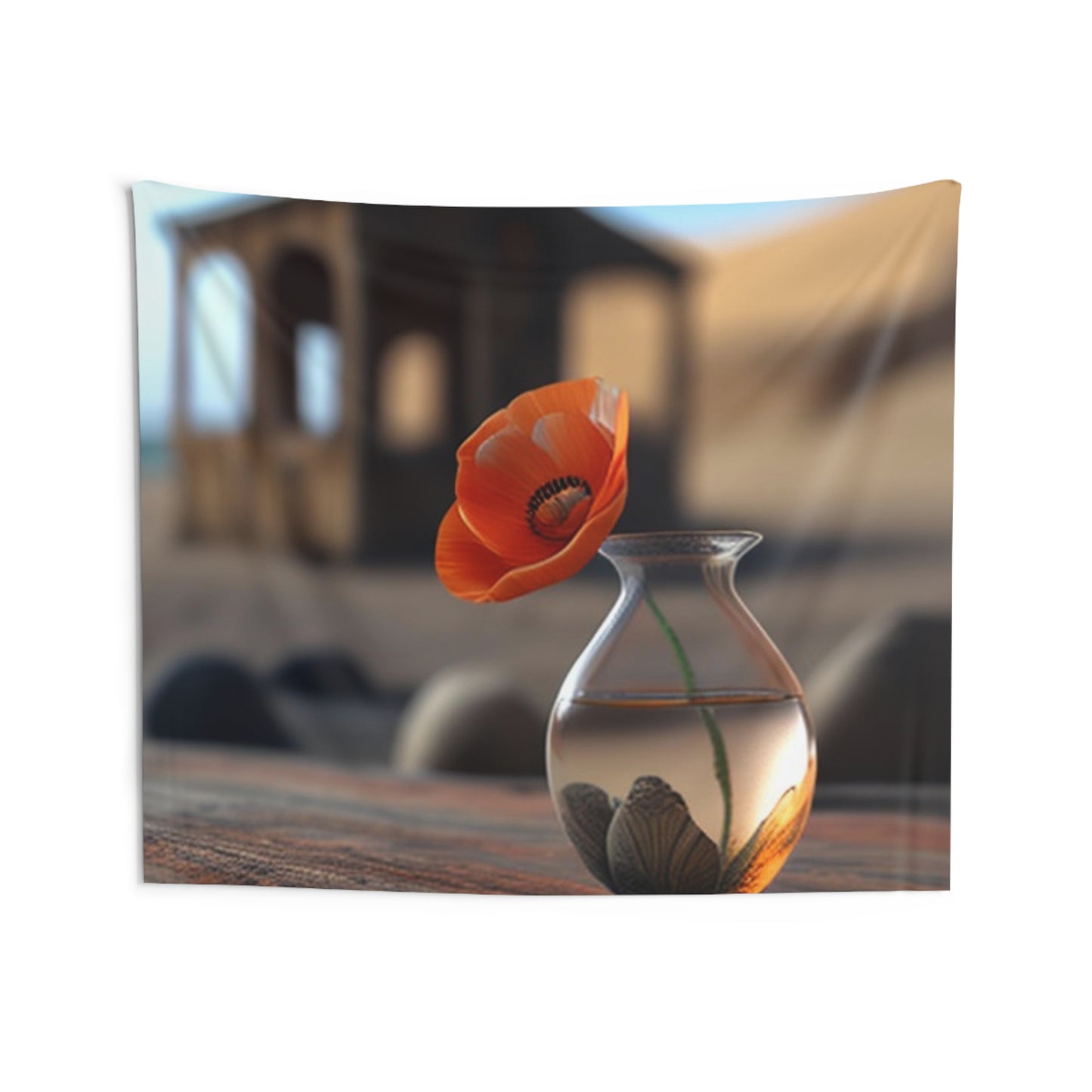 Indoor Wall Tapestries Poppy in a Glass Vase 1