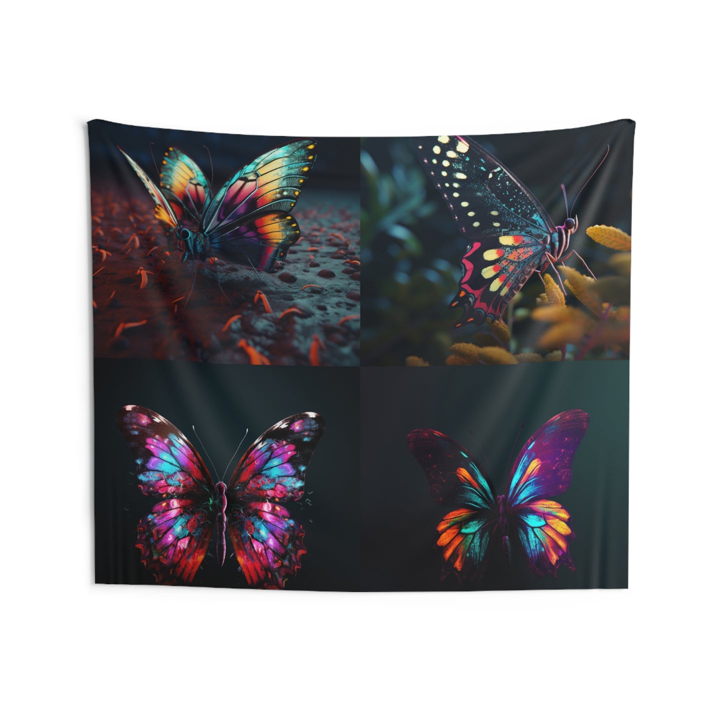 Indoor Wall Tapestries Hyper Colorful Butterfly Macro 5