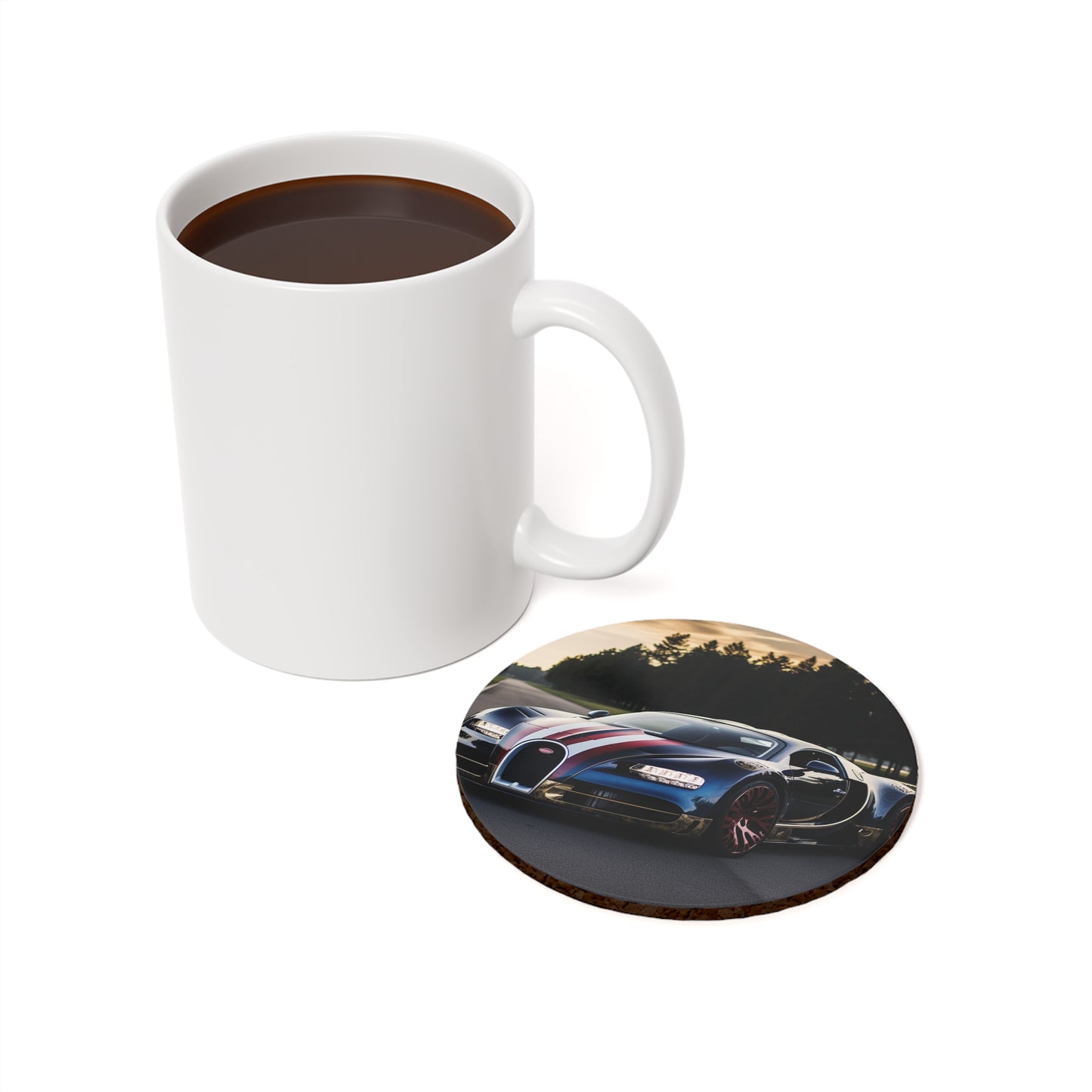 Cork Back Coaster Bugatti Flag American 1