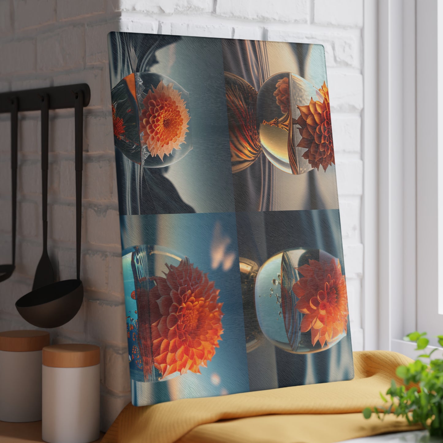 Glass Cutting Board Dahlia Orange 5