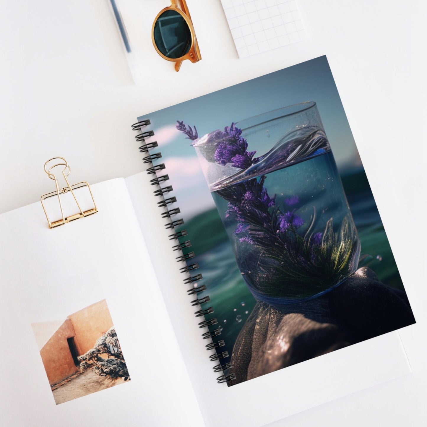 Spiral Notebook - Ruled Line Lavender in a vase 2