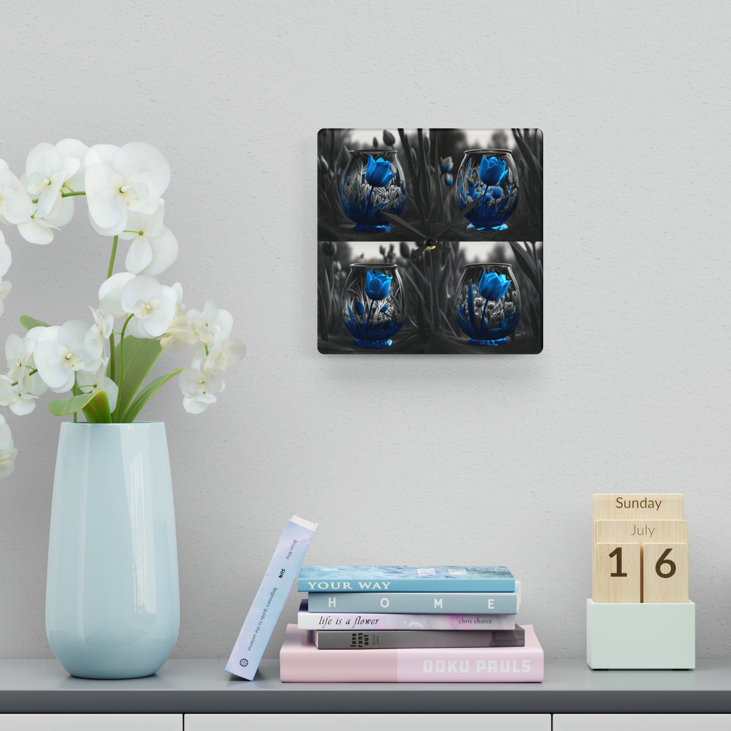 Acrylic Wall Clock Tulip Blue 5