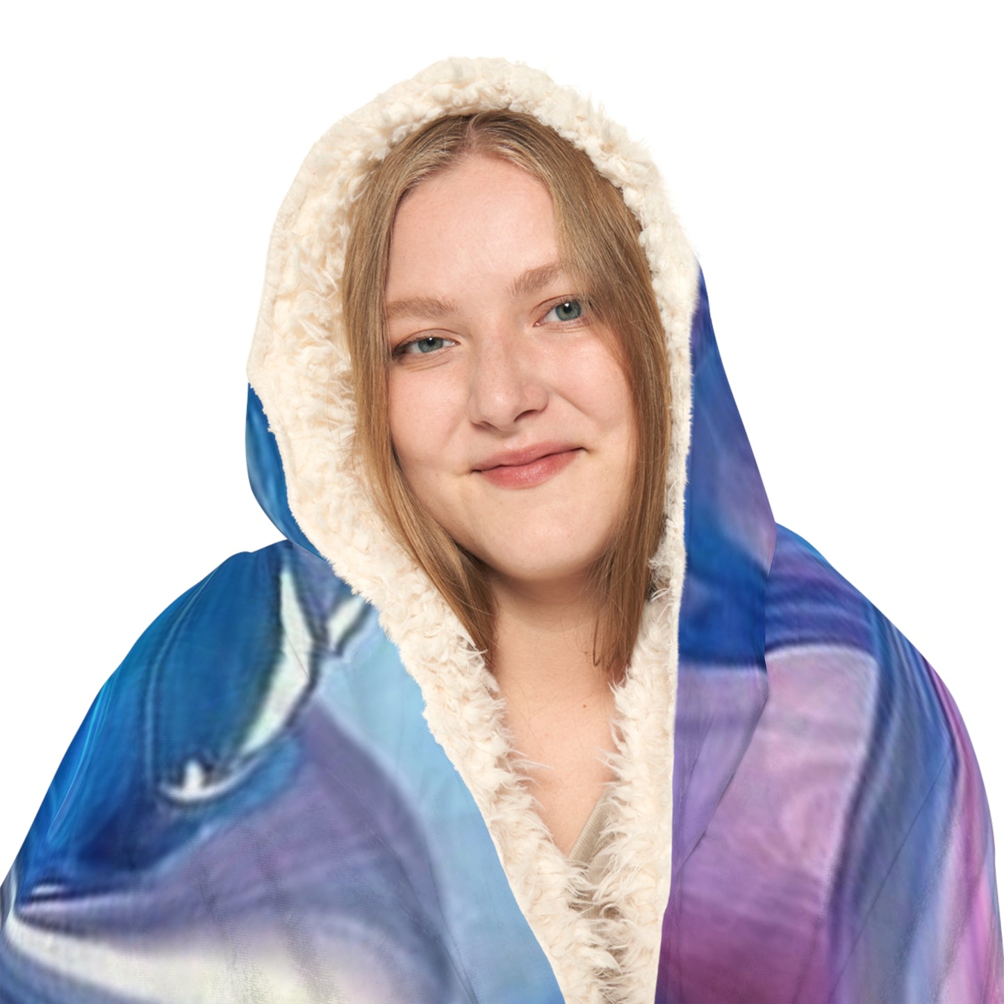 Snuggle Hooded Blanket Pink & Blue Tulip Rose 2