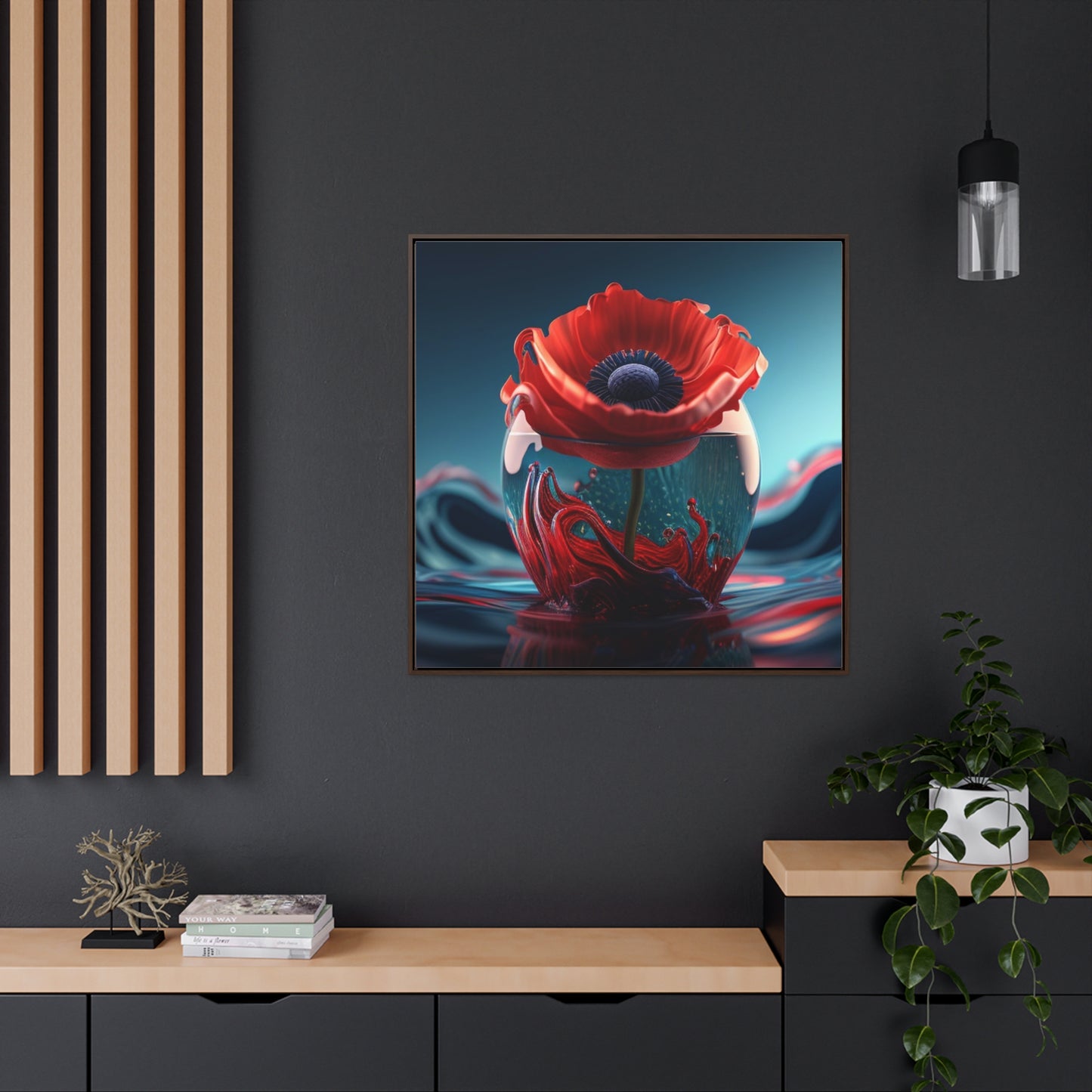 Gallery Canvas Wraps, Square Frame Red Anemone in a Vase 2
