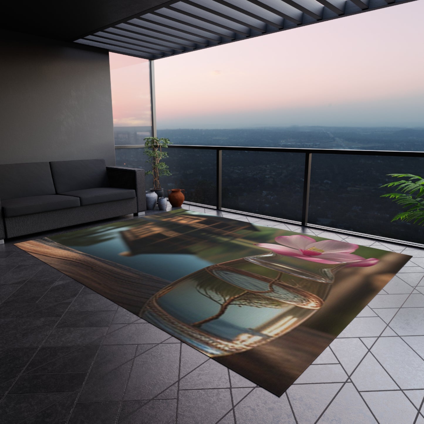 Outdoor Rug Magnolia in a Glass vase 1